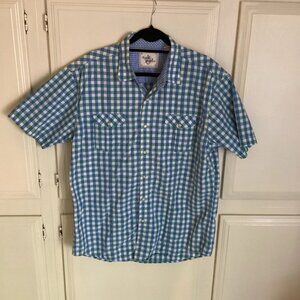 Age of Wisdom Blue Green Pearl Snap Checkered Casual Men's XXL